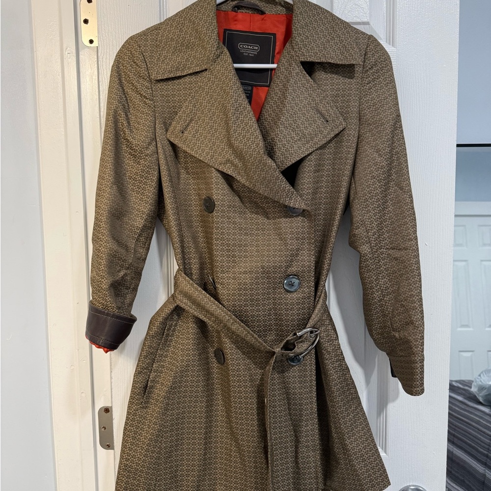 ‼️SOLD‼️COACH Y2K Belted Trench Coat • Brown Monogram Print • Tailored Double